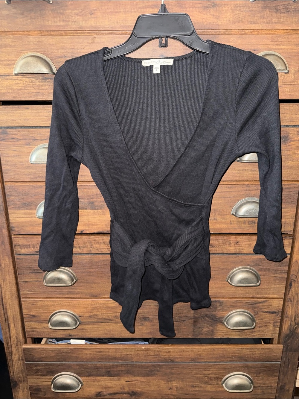 Express Black Wrap Tunic with Tie Waist